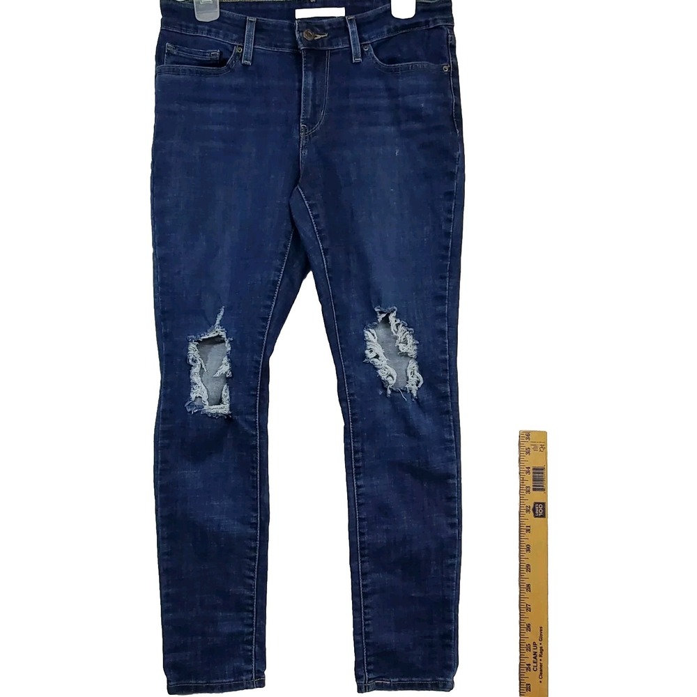 Levi 711 Skinny Jeans Womens Size 28 Blue Distressed